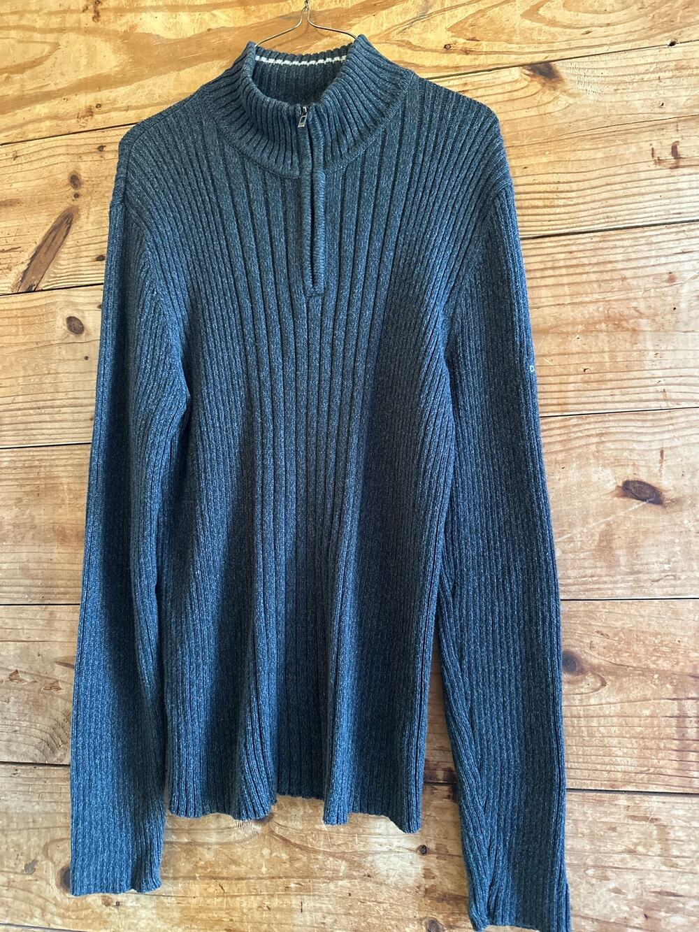 DKNY Charcoal Gray Ribbed Sweater
